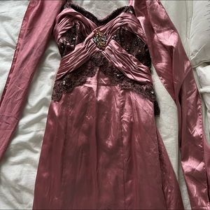 Dusty rose with lace gown